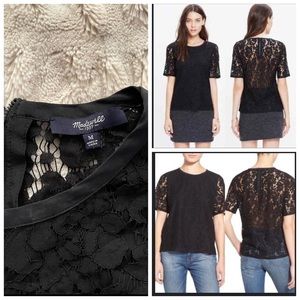 Madewell Black Floral Lace Top.